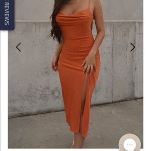 Sexy orange slinky dress